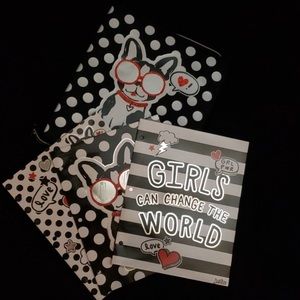 Justice girl binder with 2 folders a pencil pouch and an eraser